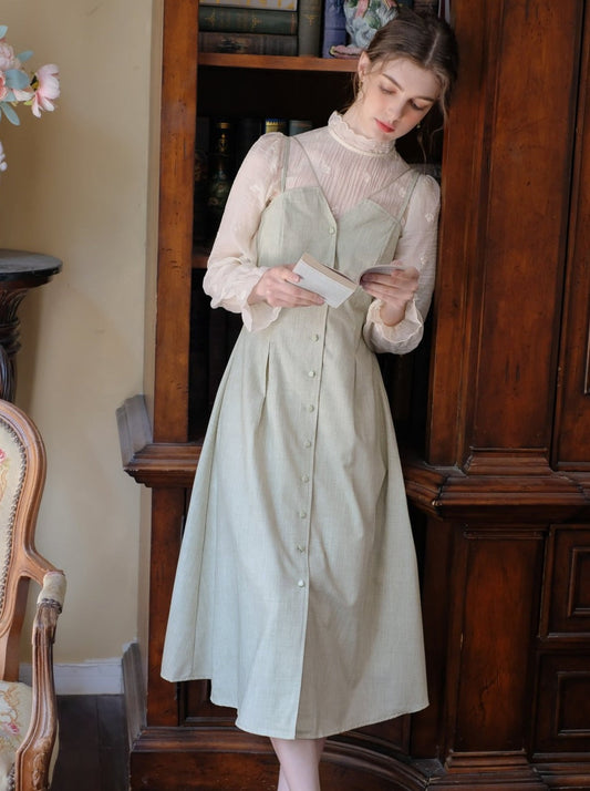 Skirt Flower Retro Blouse + Camisole Sheer