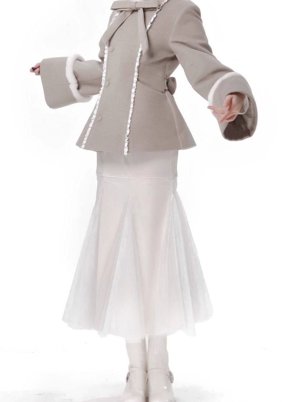 Munapoem Eco Far Coat Fischschwanzloser Riemen Rennjacke Wollanzug