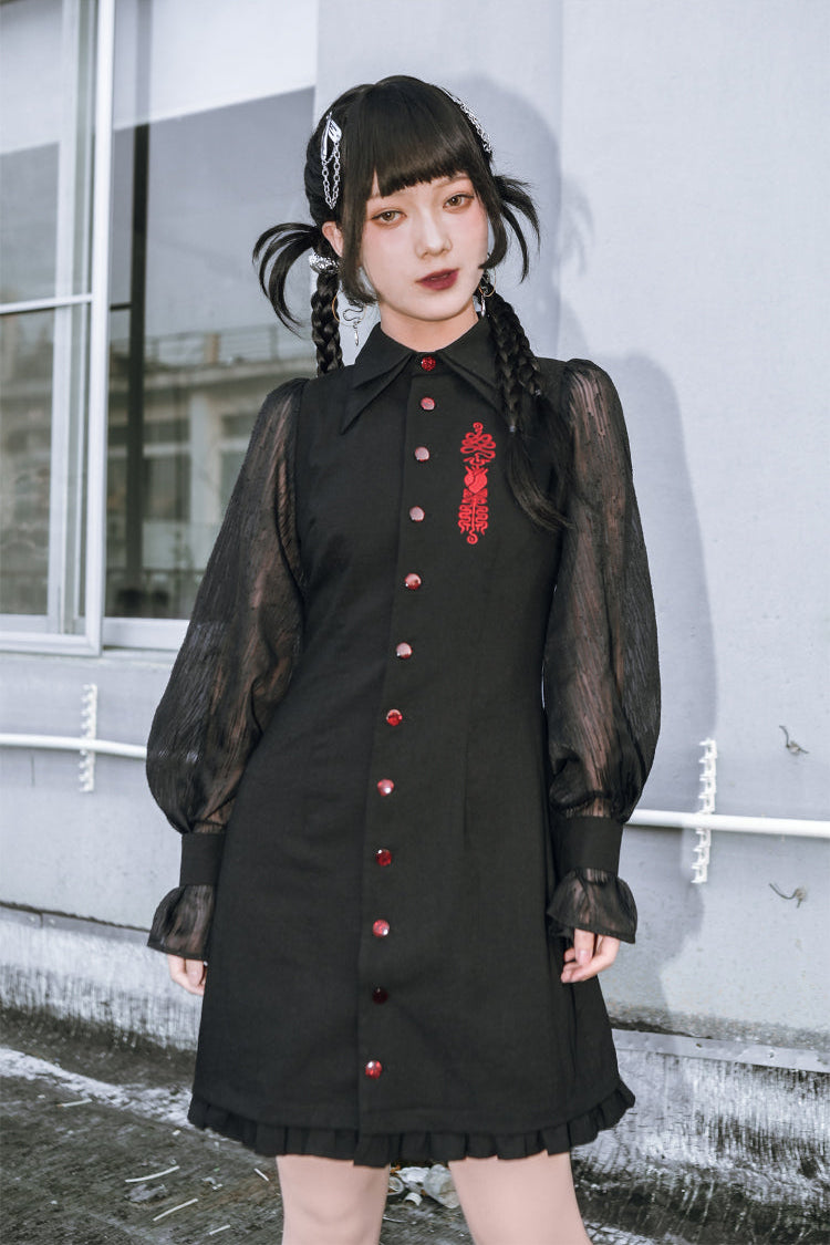 Kleid Laterne Chinesische Ärmel Durchsichtig