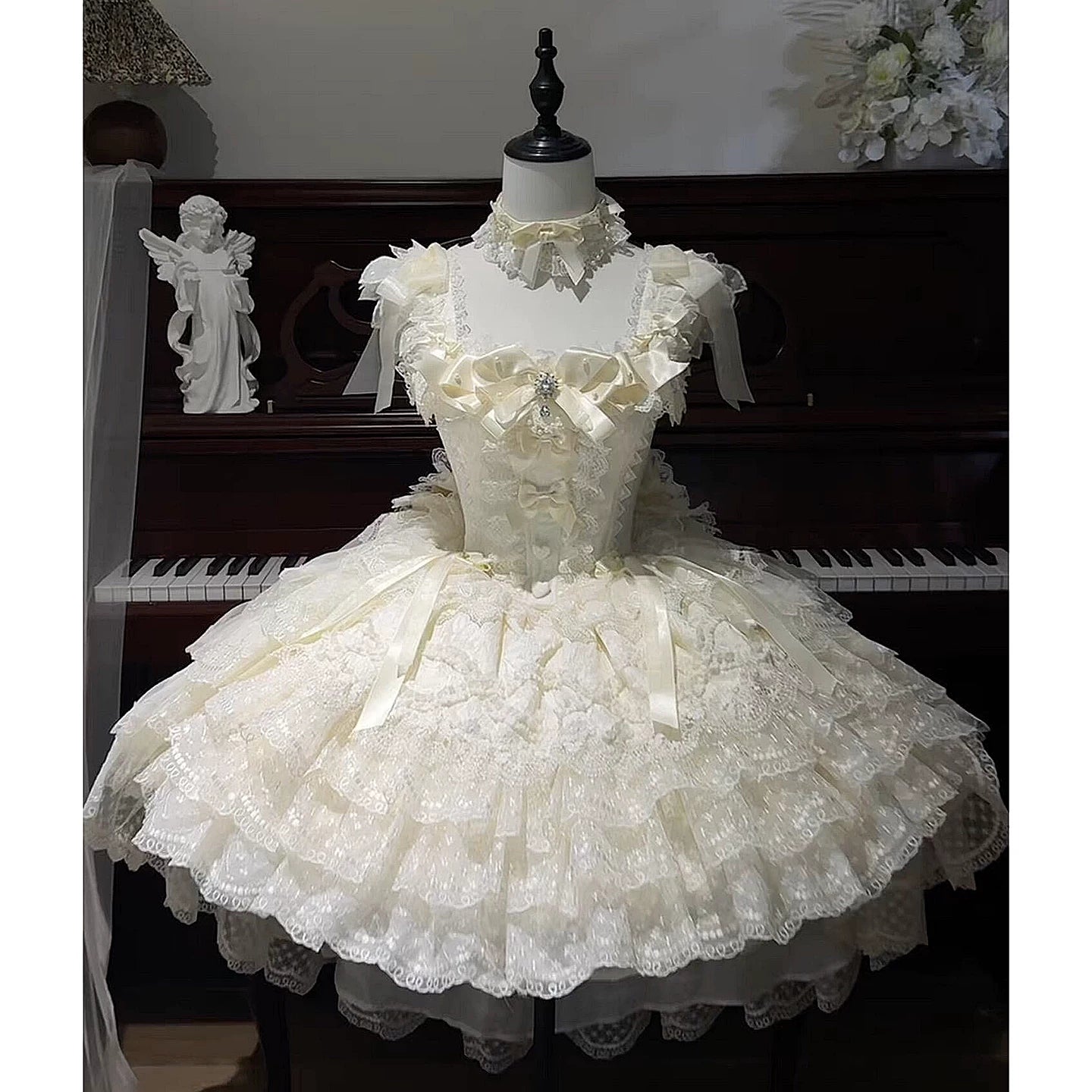 Camellia Dream Lolita Evening Cake Puff Dress