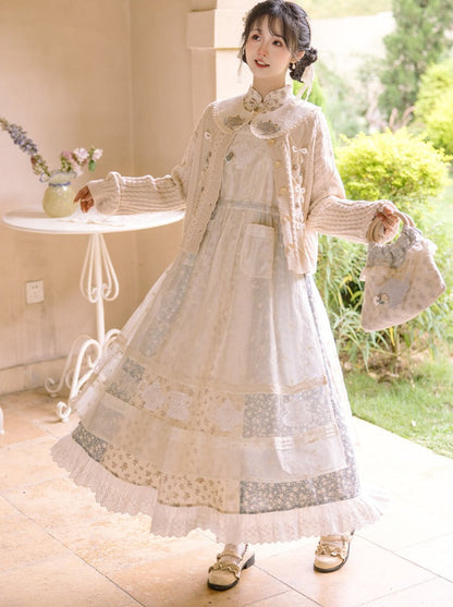 Sweater Collar Little Apron Dress + Faux Retro Flower