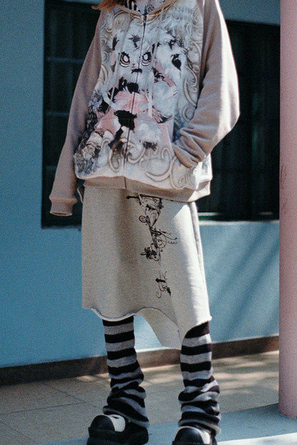 Sweatshirt Hase Hoodie Graffiti Übergroß