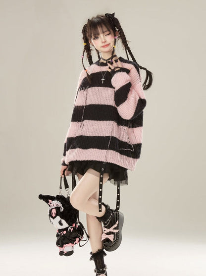 Rock Damage Knit Striped