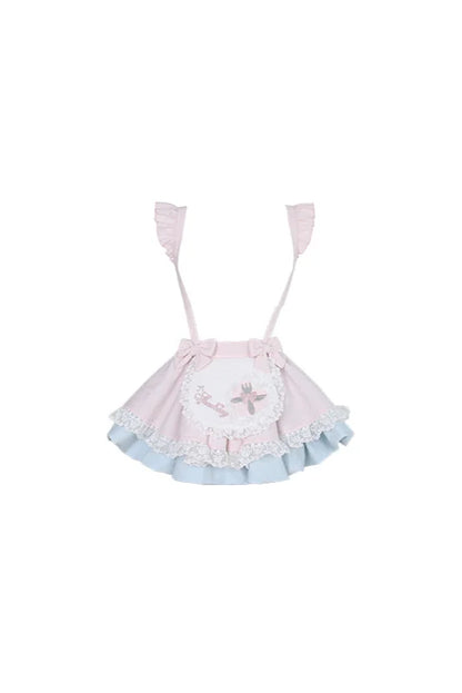 + ケーキサスペンダープディングトップパフミルクスリーブスカート