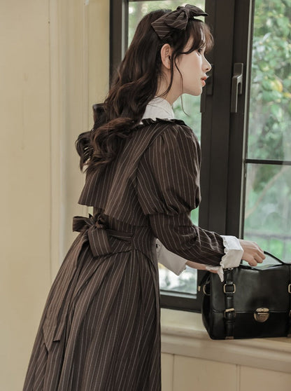 Dress Slim Middle Striped Retro Lolita