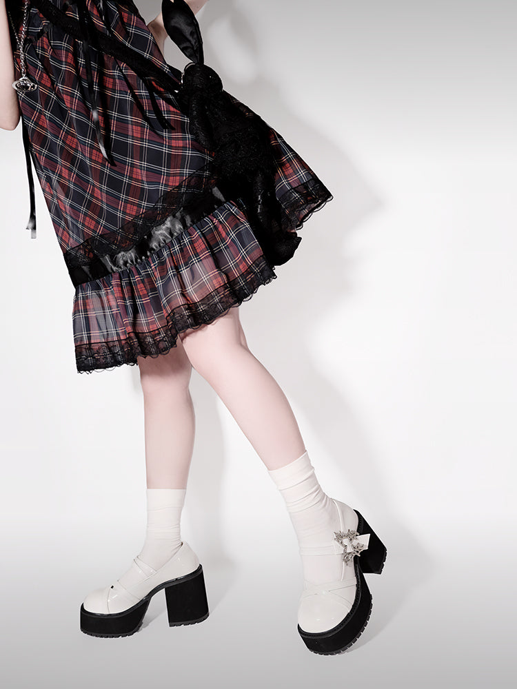 Style Platform Shoes College Butterfly Heel Block