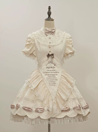 Dream Poem Sweet Classic Lolita OP Dress with Apron Two-Piece