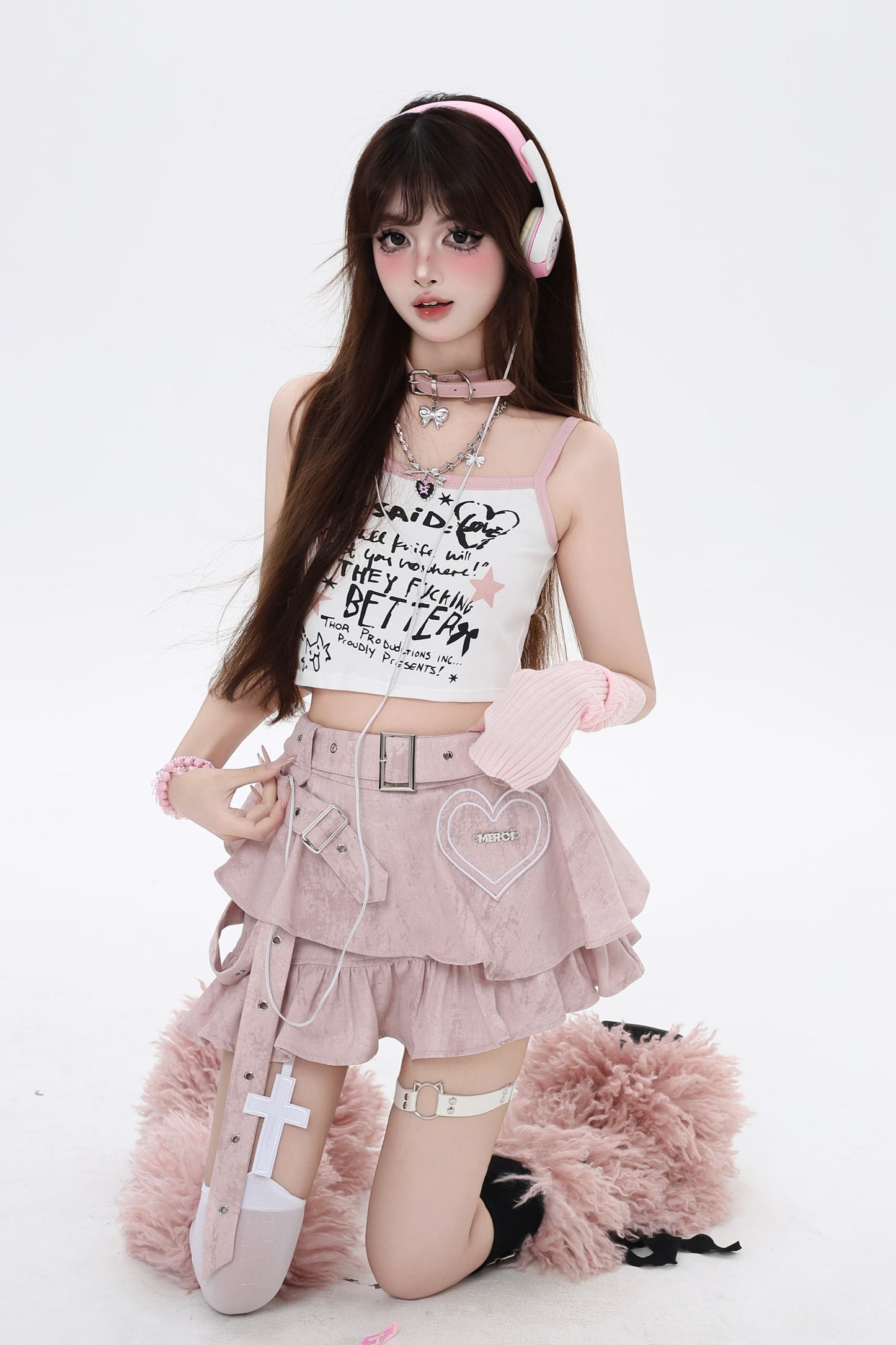 プリーツハイウエストクールイレギュラースイートスカートAライン