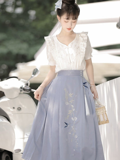 Sommer Faltenrock Retro Rüschen Top Design China