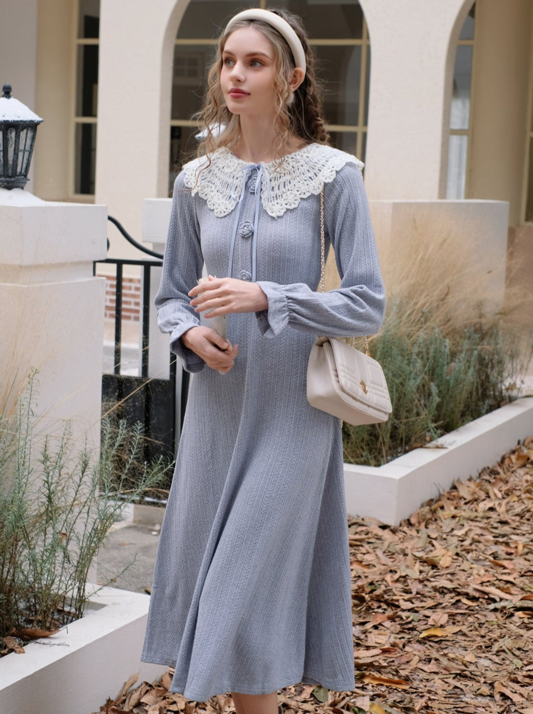 ドレス ブルー レトロ エレガント