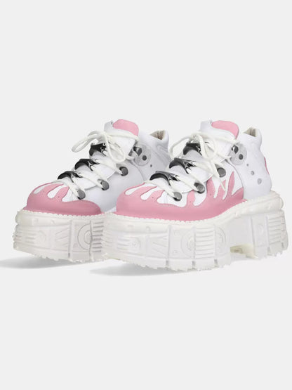 Punk Kontrast Sneaker Plattform Straße Metall Farbe