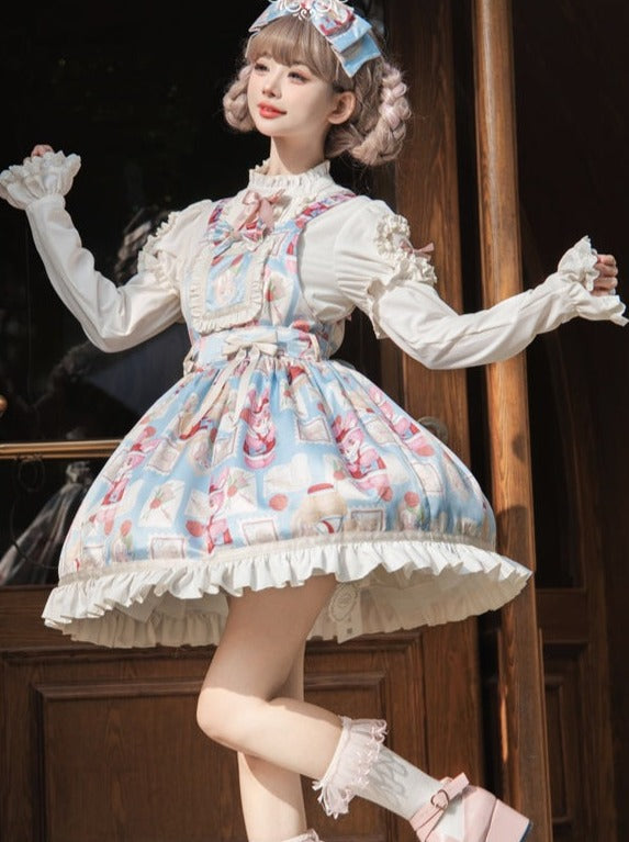 Lolita Lace-up Blouse Dress Suspender Lolita