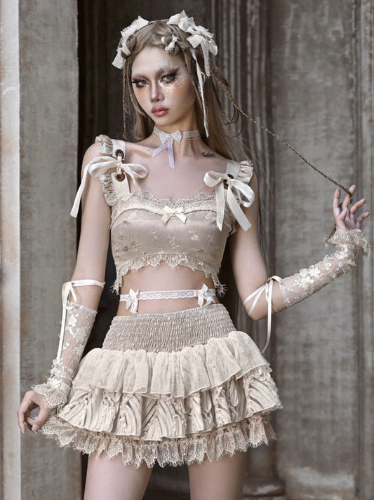 ショートレースフレンチリボンブロークントップベストバレエウルトラ