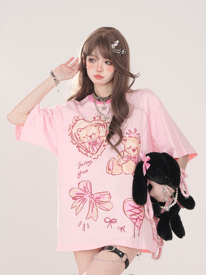 Bear Cute T-Shirt Loose Print