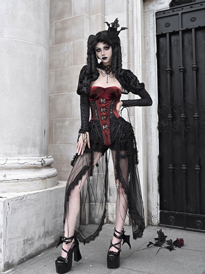 ダークアリスドレス ヘルフィッシュボーンストラップコルセットセット ゴシックチュール