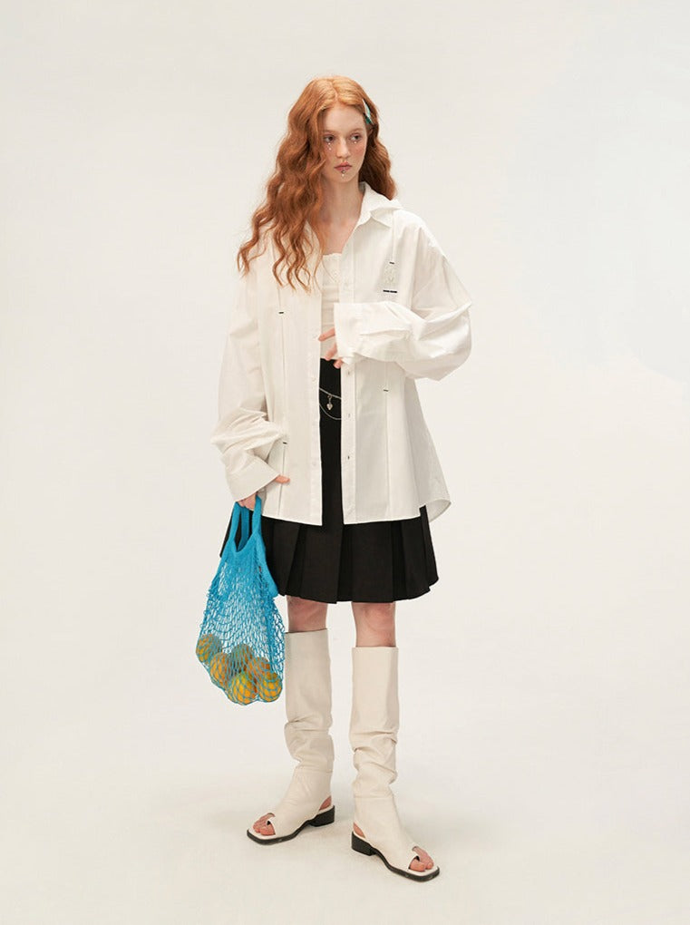 プリーツフードシャツ デコンストラクト ダーク