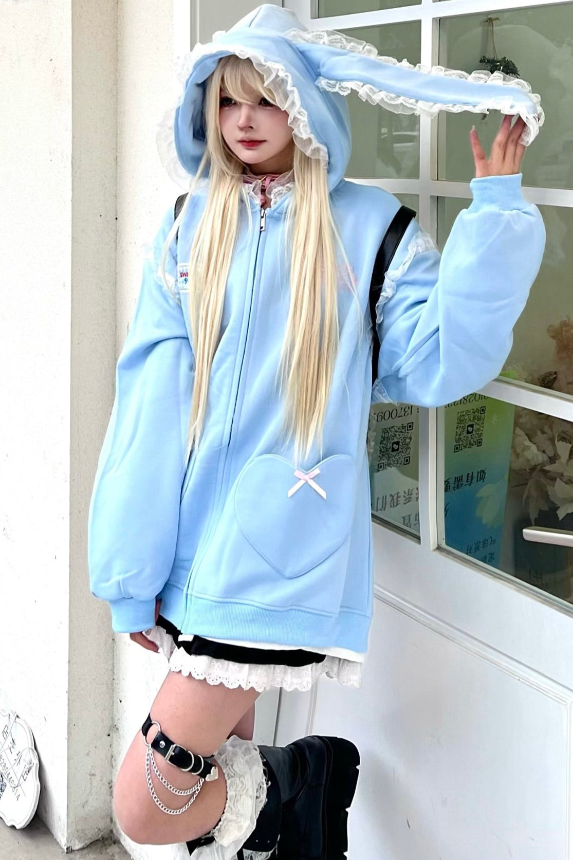 Hoodie Ribbon Sweet Bunny Ear