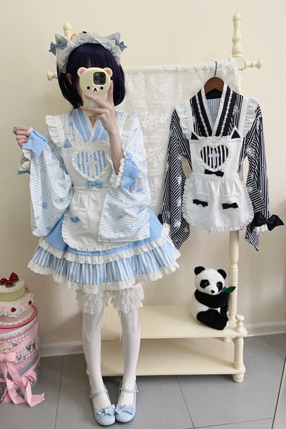 メイドロリータ日本の医療ストライプ