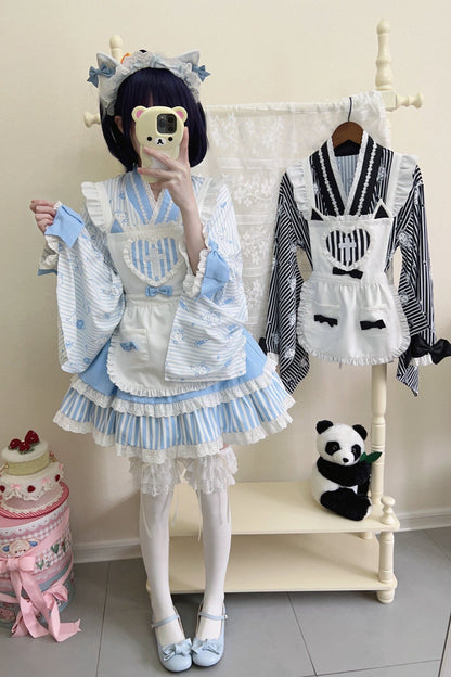 メイドロリータ日本の医療ストライプ