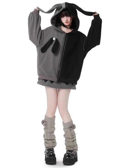 Parker-Hosenrock mit kontrastierendem Reißverschluss und Hasenohren