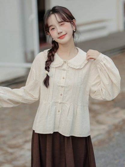 襟付きチャイナブラウスドールレース