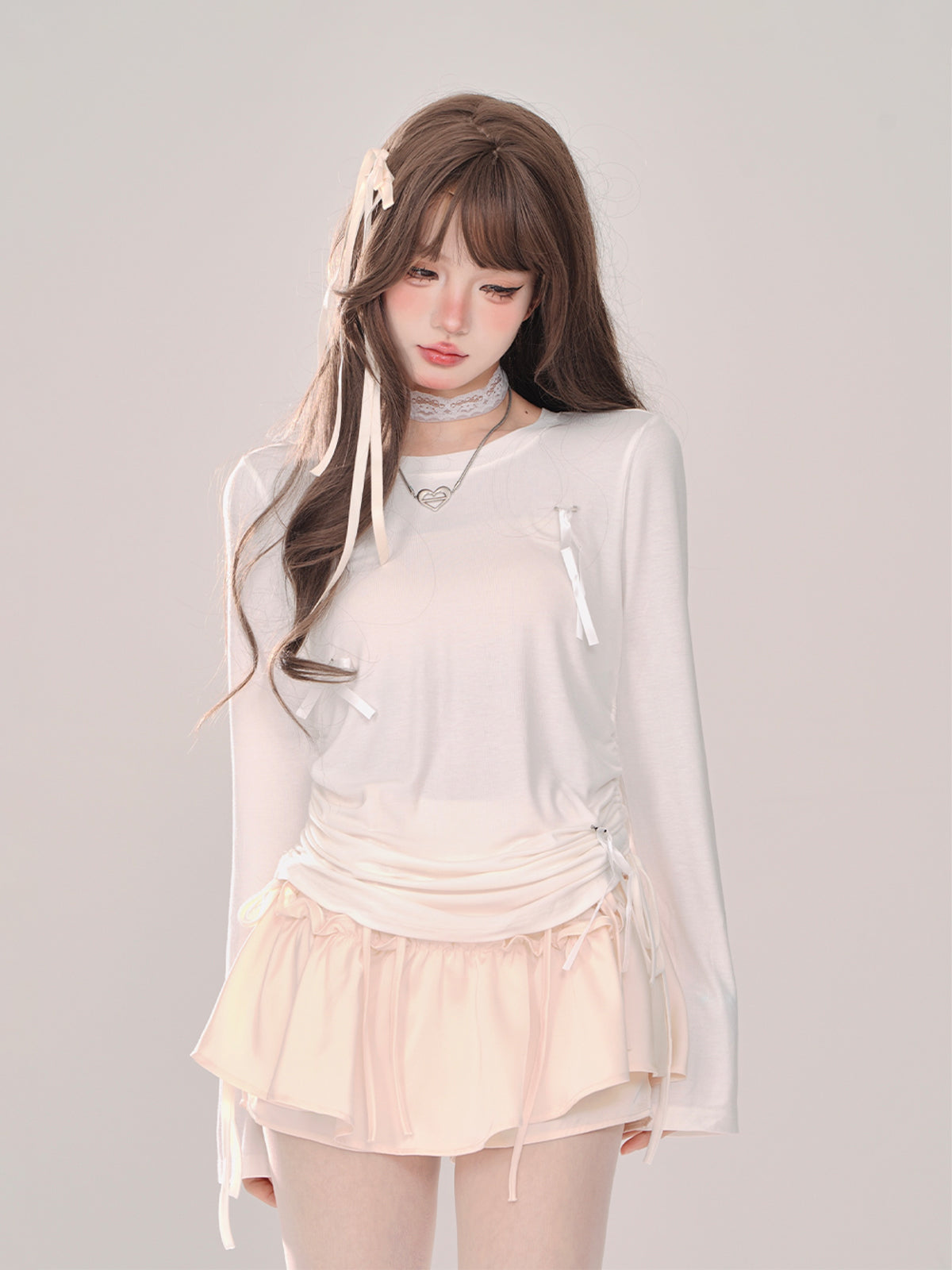 サンセットスカート ピンク スワン ホワイト