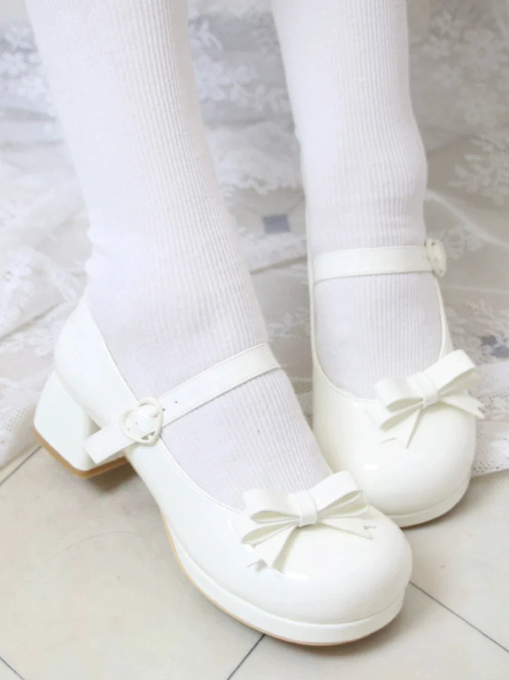 Jane Toe Ribbon Round Mary Heels Lolita