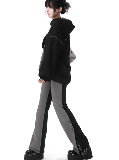 Parker-Hosenrock mit kontrastierendem Reißverschluss und Hasenohren