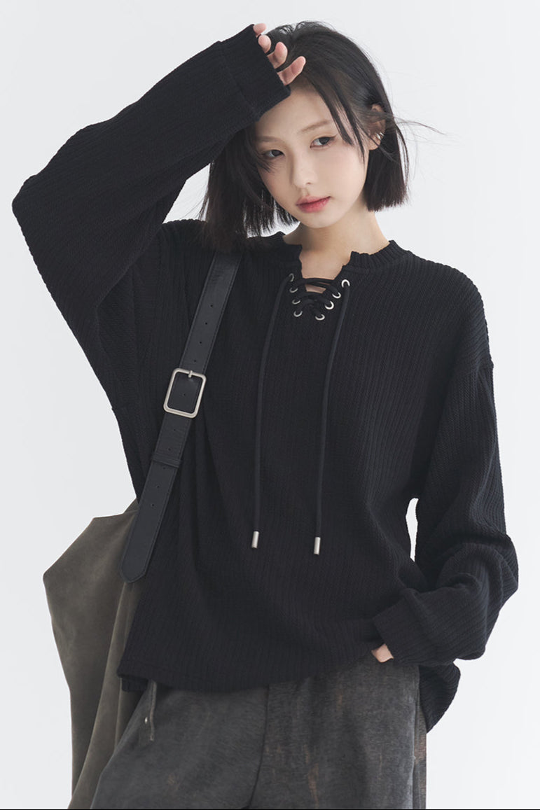 Top oversize en maille à col V