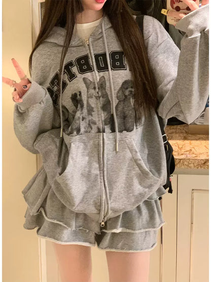 Top Sweatshirt Grauer Rock + American Retro Hoodie