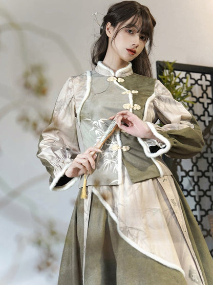 Ausgestelltes Top + Rock mit Print China