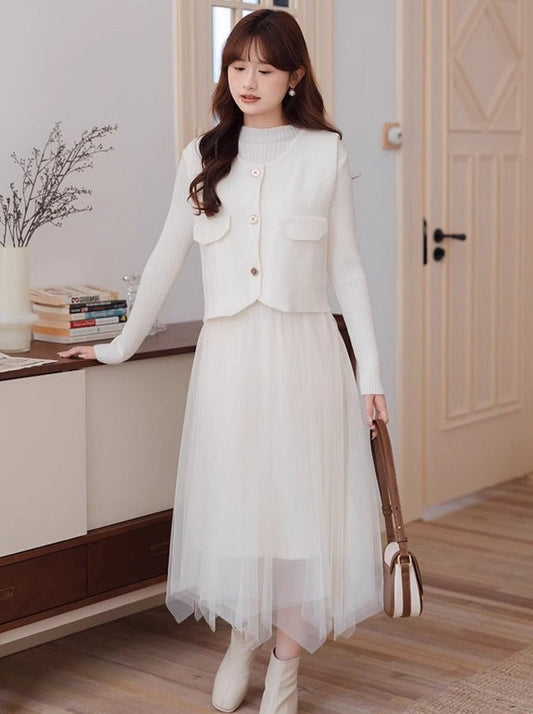 Sheer + Short Fragrance Tulle Elegant Vest Dress