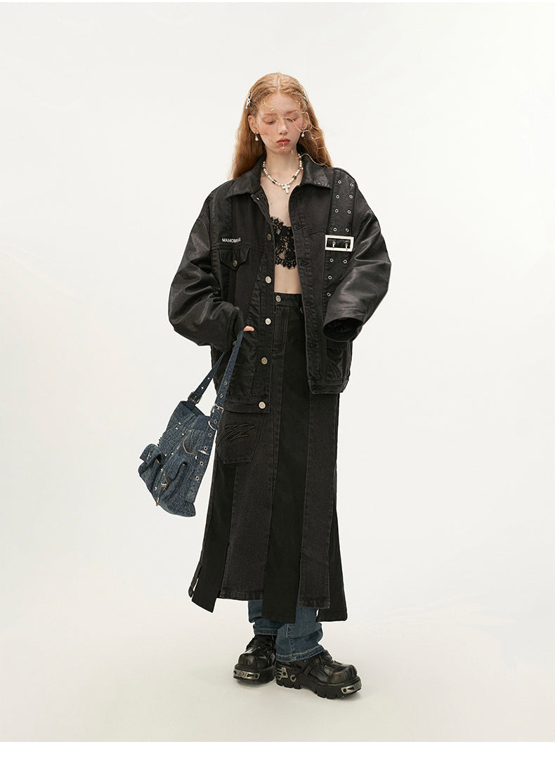 デニムニッチレザーストラップジャケット