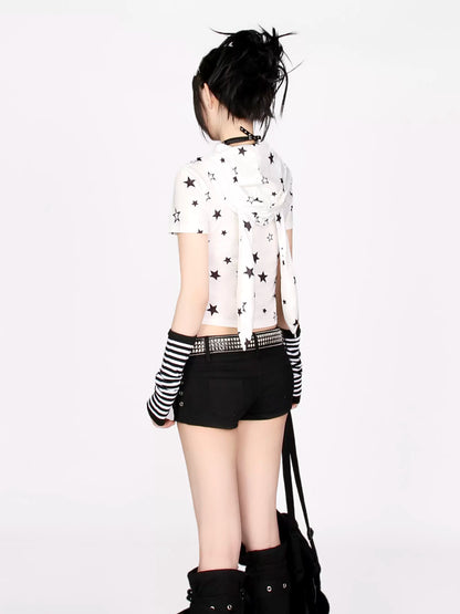 Rabbit and T-shirt Foodie with Star Ears Cropped