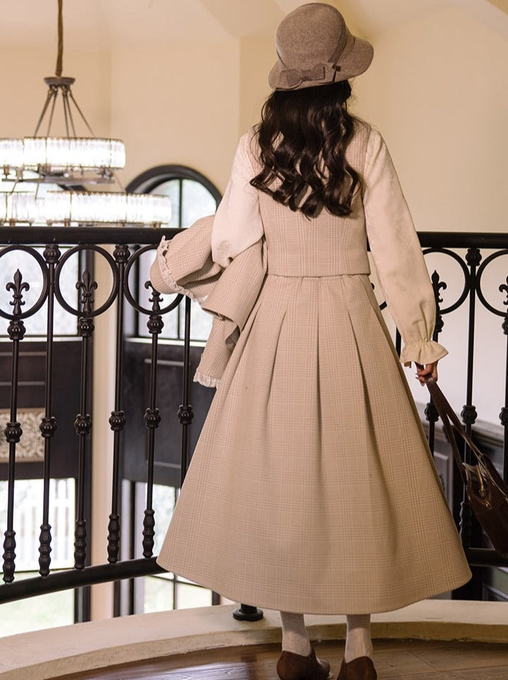 Vest Check Flared Retro + Blouse Check Skirt