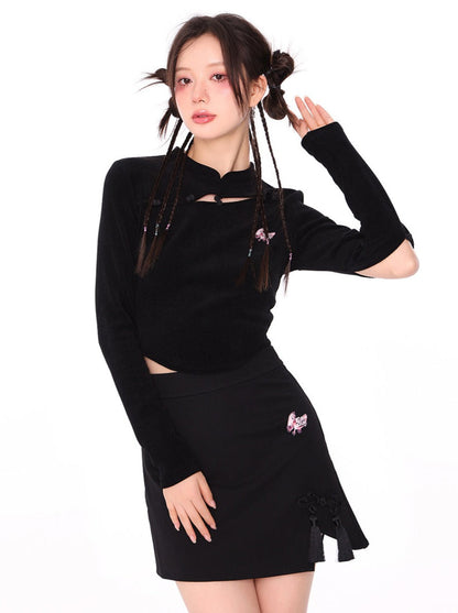 チャイナショートタイトトップ