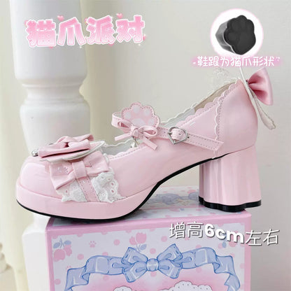 Cat's Claw Party Lolita Mary Jane Shoes – Sweet Bow Round Toe Pumps | Blooming Chimes