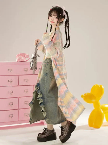 Rockschlitz-Denim-Rüschendesign