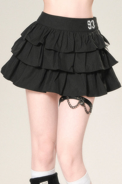 プリーツティアードミニスカート ブラック