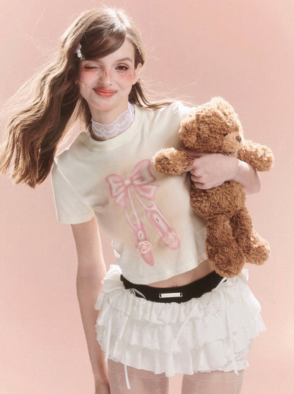 Design Süßes kurzes Top mit Schleife