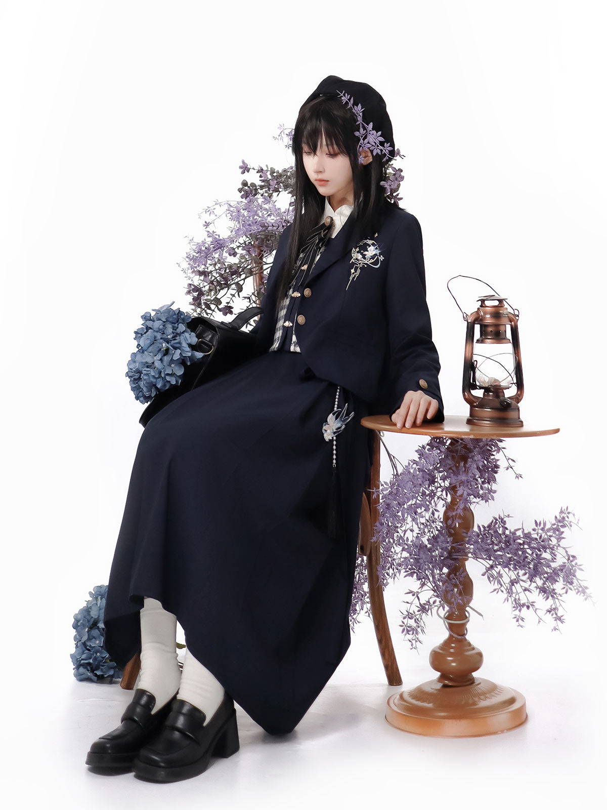 Faltenrock Schnalle Bluse College China Weste Jacke Check