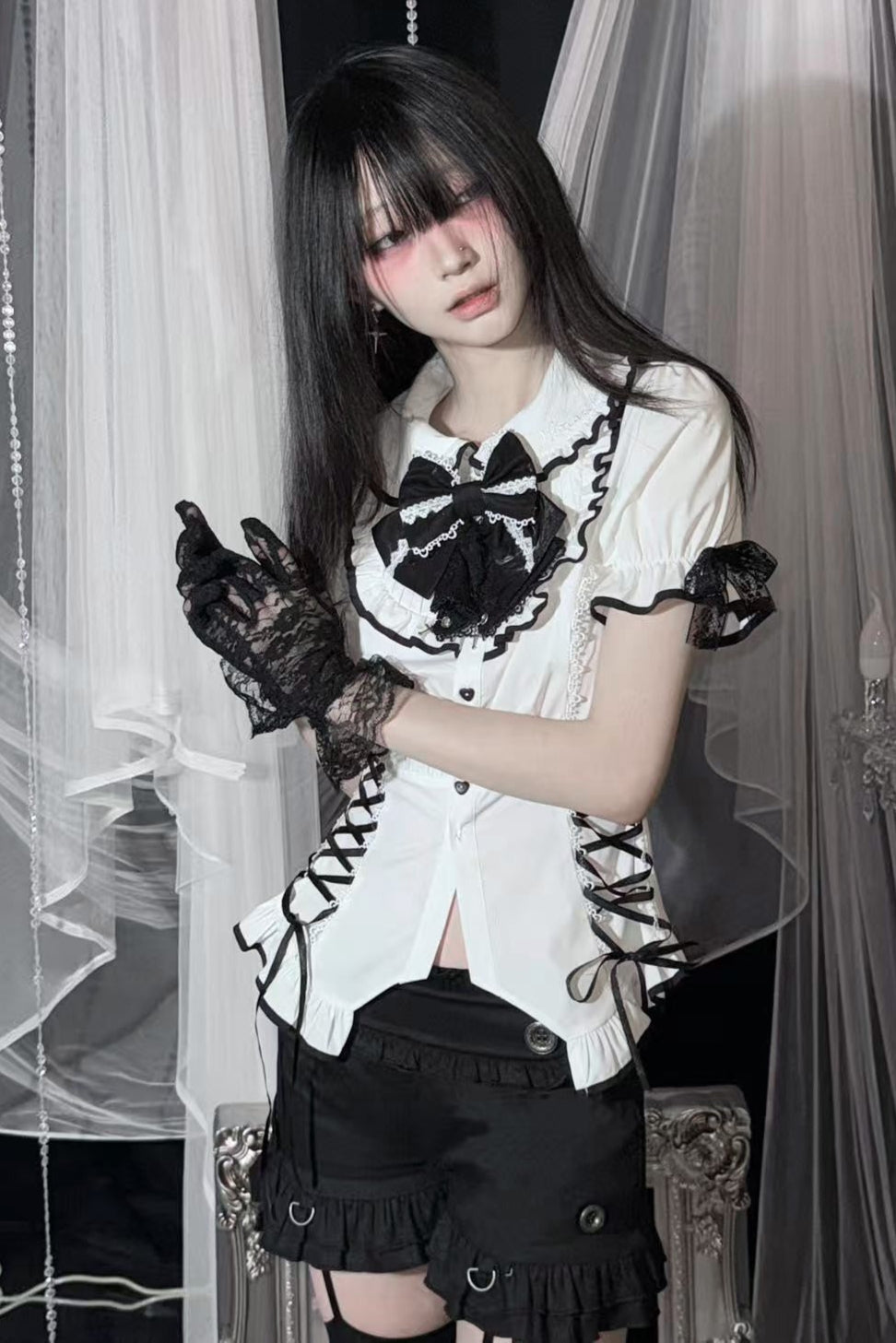 リボンクラッシュシャツ