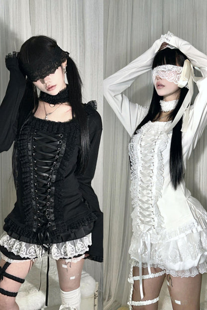 シャツ パンプキン レース ボトム パンツ ベルベット