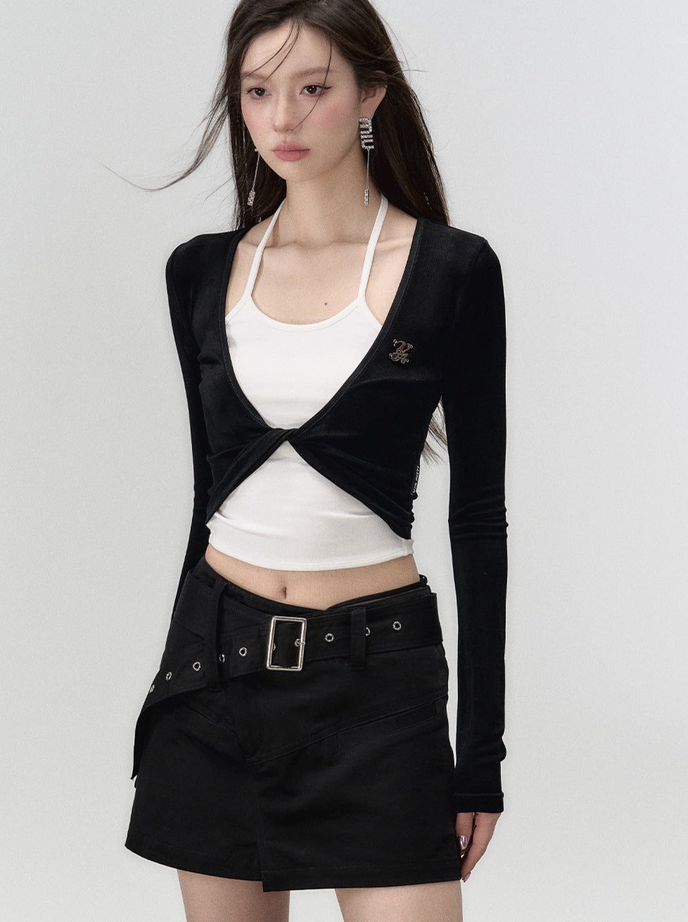 Spleißen Faux Zweiteiler Top Mode Slim