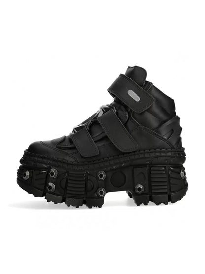 Shoes Sole Dark Tank Punk Leather Retro Style Platform