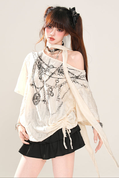 ワンショルダーのゆったりトップス Mine