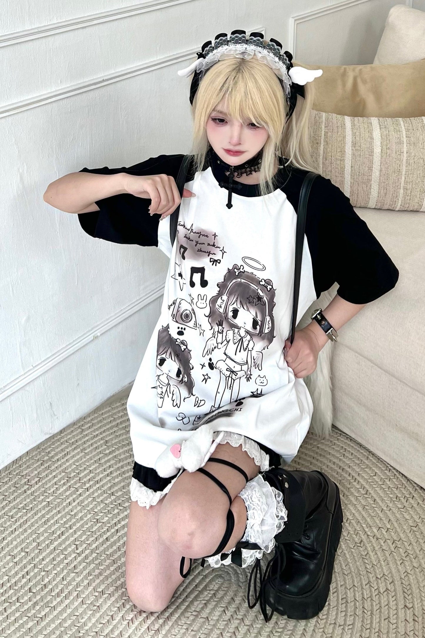 エンジェルネイバーフッド👼バイカラートップスオーバールーズ