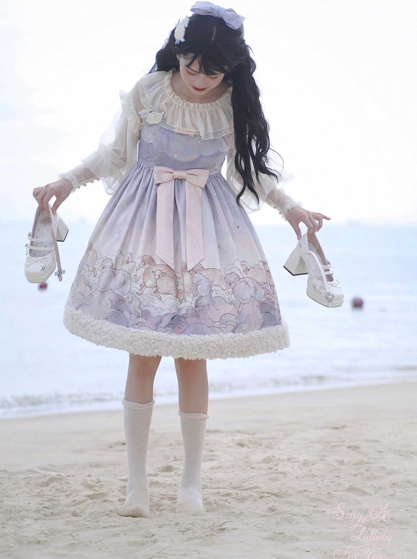 Cable Design High Neck Knit + Knit Leg Warmer + Fancy Lolly Ta Dress