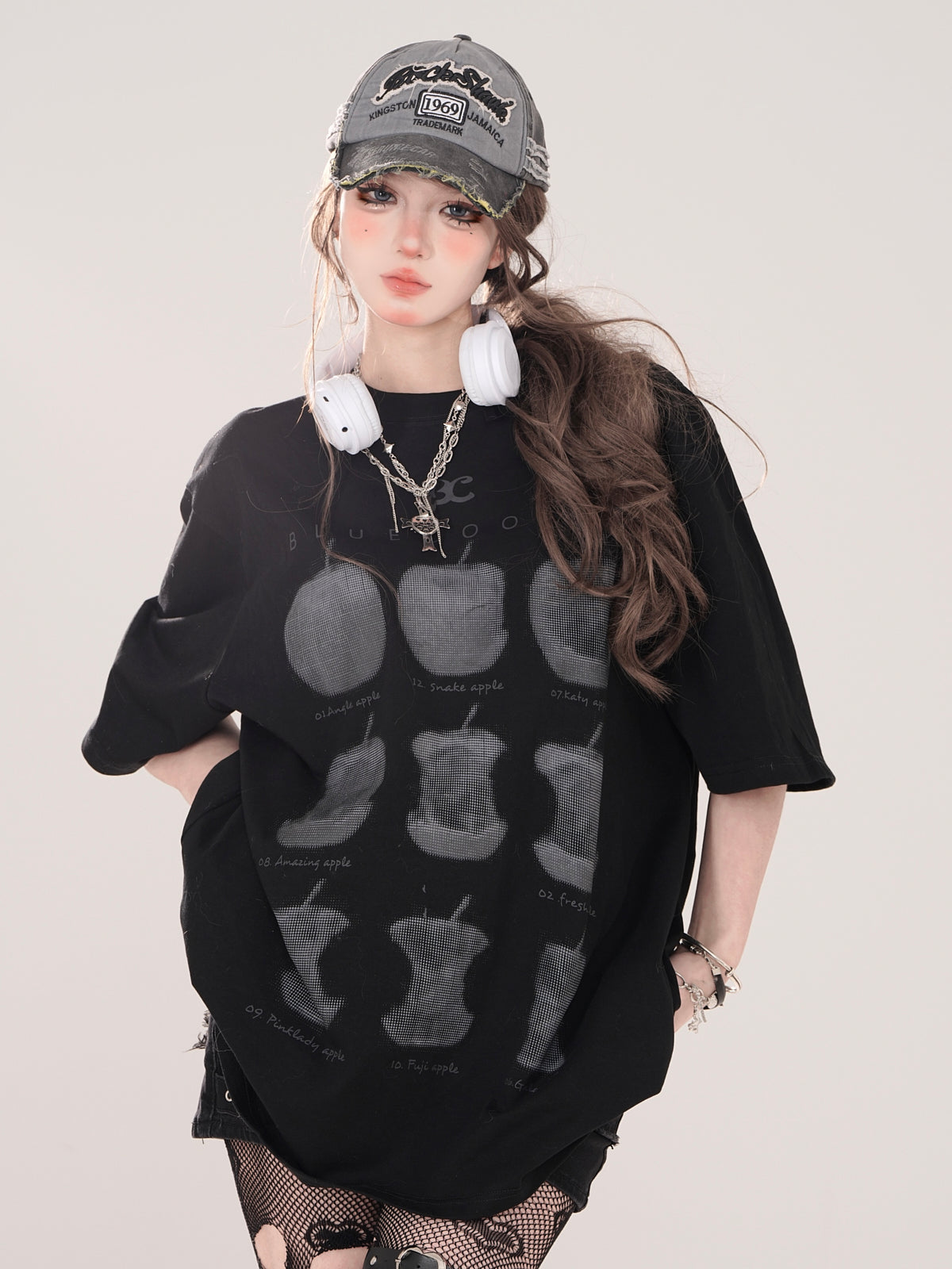 アップルプリント ルーズTシャツ アメリカン