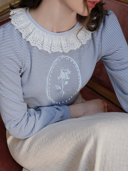 Border Retro Perlen Rose Französisch Küsten Top